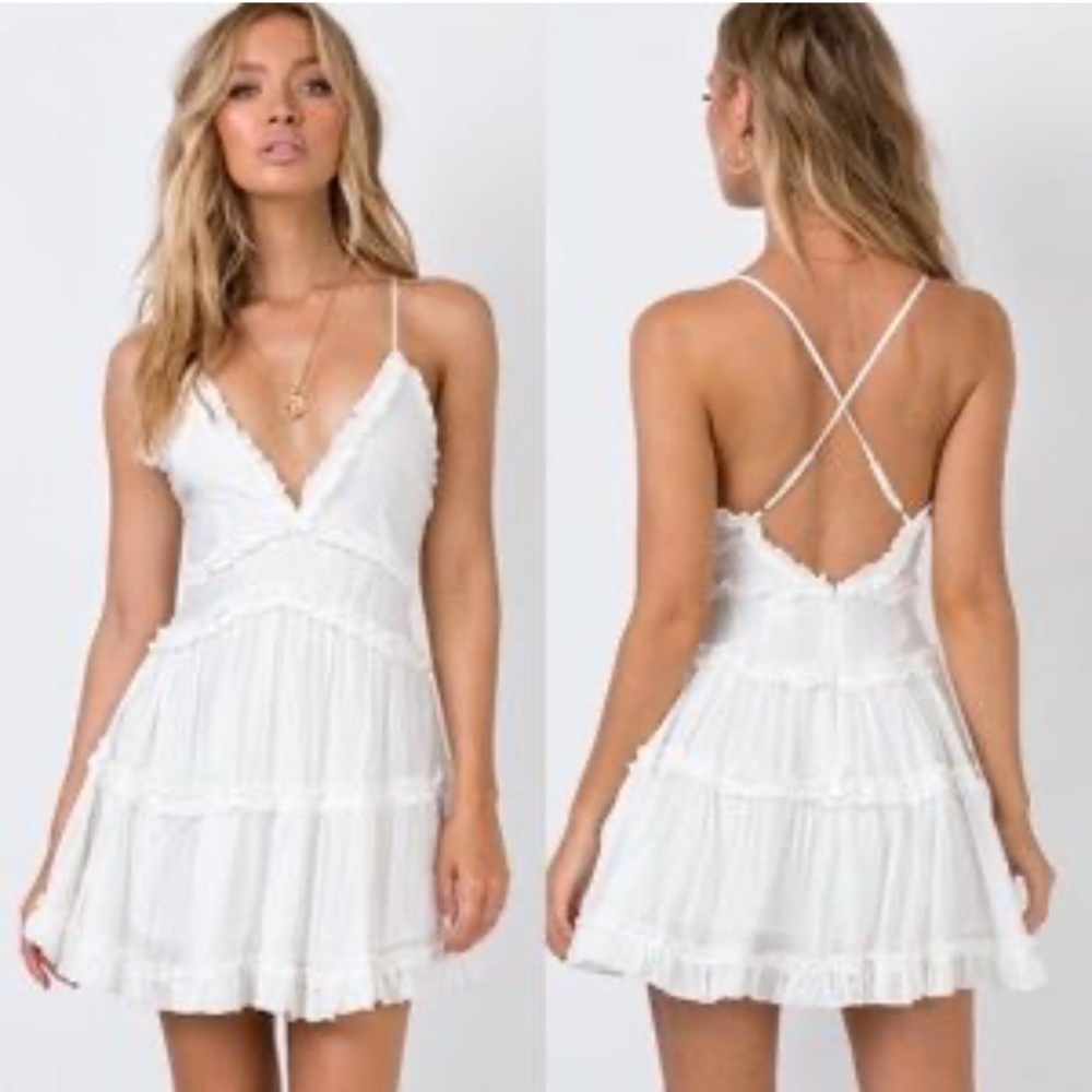 Miami Francesca mini white ruffle sun dress with adjustable straps Size Small - Picture 2 of 8